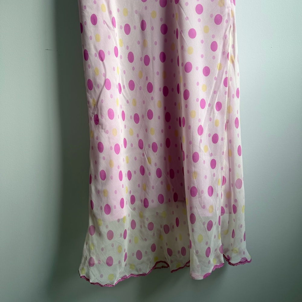 vintage pink polka dot silk slip dress y2k - Picture 5 of 12